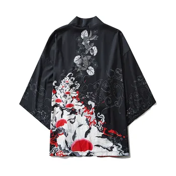 Suvel Jaapani rüü naised, kellel sama Viis Punkti Varrukad Kimono Meeste Varjatud Trükkimine Jacke Top Pluus мужские комплекты