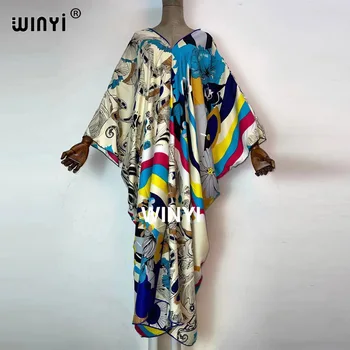 Suvel Lähis-Ida kvaliteetne käsitsi valtsitud) sidusega mood prindi street WINYI Maxi naiste riideid long beach V-kaeluse Bohemian kleit 90755