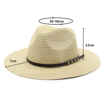 Suvel Naiste Päike Mütsid Lai Pool Naiste Vabaaja Panama Straw Hat Beach Visiir Müts Temperament Klassikaline Korter Puhkust Päikesekaitsetoodete Müts