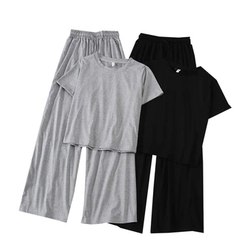Suvel Nightgowns Armas Kodu Ülikond Naiste Kaks Tööd Rõivad Särk+Pant Pidžaama Komplekti Varustus Naiste Vabaaja Must Hall Homewear