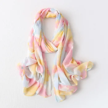 Suvel Uus Moslemi Naiste Hijab Sall Ombre Tie Dye Premium Sifonki Turban Pikk Sall Mood Headscarf Wrapid Headwrap 175X70cm
