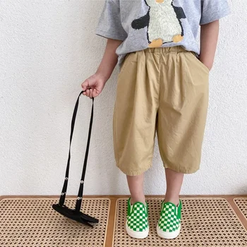 Suvel poiste mood (solid color lahti vasika pikkusega püksid 1-7 aastat laste vabaaja kõik-mängu õhukesed püksid