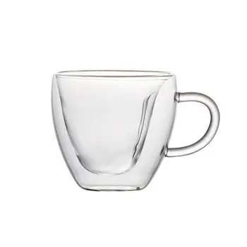 Südame-kujuline klaasist topelt läbipaistev klaas tee tassi kuumuskindel paksenenud käepidemega tassi piima käsitöö mini kohvi tassi saab b