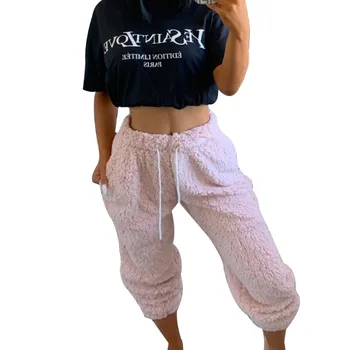 Sügis-Talvine Naiste -, Plüüš-Kohev Pajama Püksid Soe Fliis Lounge Püksid Sleepwear Põhjad, millel on Taskud