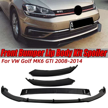 Süsinikkiust Vaadata / Must Auto esistange Splitter Huule Difuusor Body Kit Spoiler Guard Jaoks VW Golf MK6 GTI 2008-