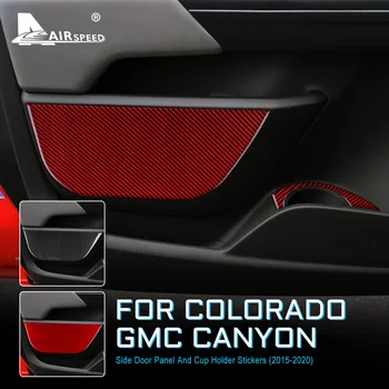 Süsinikkiust jaoks Chevrolet Colorado GMC Canyon 2016 2017 2018 2019 2020 Tarvikud Auto Uks, Paneel ja topsihoidja Kleebis