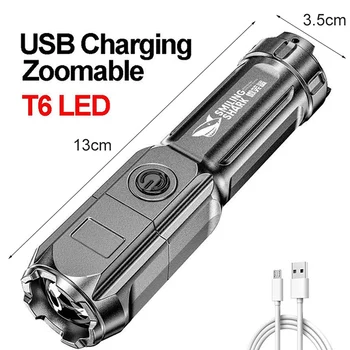 T6 LED Taskulamp Veekindel Taktikaline Taskulamp USB Laetav Zoomable Super Ere Latern, Kämping, Matkamine Kalapüük 148699
