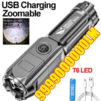 T6 LED Taskulamp Veekindel Taktikaline Taskulamp USB Laetav Zoomable Super Ere Latern, Kämping, Matkamine Kalapüük