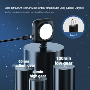 TELESIN Mini LED-Vlog Täida Valguses 500mAh Fotograafia Valgustus Külma Kinga 1/4 Kruvi Auk Nutitelefoni DSLR SLR Action Kaamera
