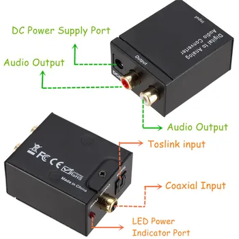 TQQLSS USB-DAC-Digital To Analog Audio Converter Heli Toslink Koaksiaal Signaali RCA (R/L), Audio Decoder SPDIF ATV DAC Võimendi