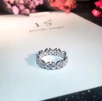 TSHOU130 925 Sterling Silver Ring Päilyntä Kimp Lill Rõngas Naiste Kaasamist Partei Kingitus Lady Fashion Ehted