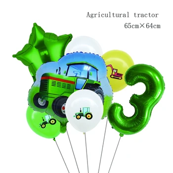 Talu Roheline Teema Sünnipäevaks Banner Latex Balloon Traktori Engineering Sõiduki Laste Sünnipäeva Teenetemärgi Õhupall