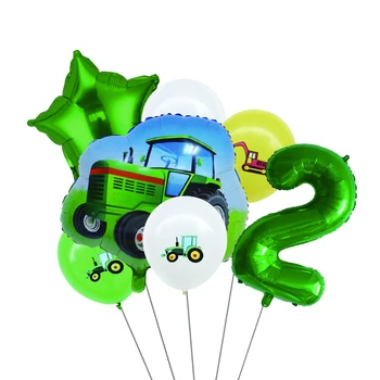 Talu Roheline Teema Sünnipäevaks Banner Latex Balloon Traktori Engineering Sõiduki Laste Sünnipäeva Teenetemärgi Õhupall