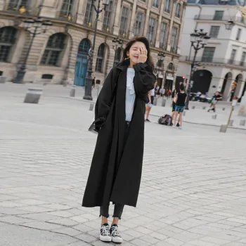 Talvel Soe Paksenema Villane Mantel Naistele Elegantne Pikk Ülepaisutatud Lahti Outwear Jope Naine Korea Fahion Sinine Cltothing 2020. Aasta Sügisel