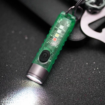Taskulamp võtmehoidja 10 Režiimid Veekindel Sidelight Mini USB Laetav LED Valgus foor Väljas Töötab Telkimine