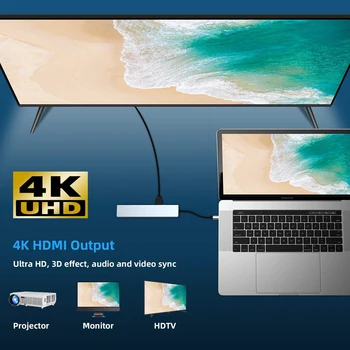 Tebe USB Type-C-Hub 4K HDMI, RJ45 USB 3.0 SD/TD Kaardi Lugeja PD kiirlaadimine 8-in-1 Multifunktsionaalne Adapter sobib MacBook Pro