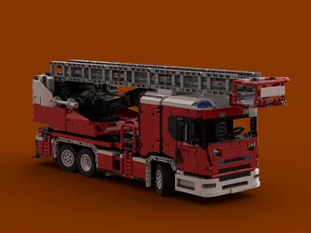 Tehnoloogia ehitusplokk päästa veoauto Scania veoauto fire truck, mis on varustatud pääste-redel remote assamblee mänguasja poisi sünnipäeva kingitus