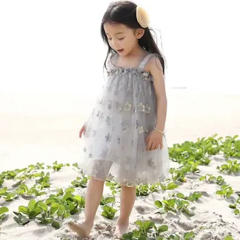 Teise lapse girl kleidid peep varba kingad tikandid Silma Printsess traksid Summer Baby girl tutu kleit 1 8y