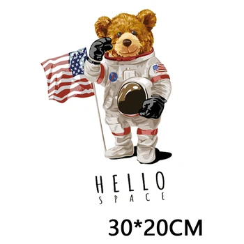 Thermo kleebised riided soojuse triikraud ülekanded riided raud-üleandmise USA Space astronaut plaastrid riided topp