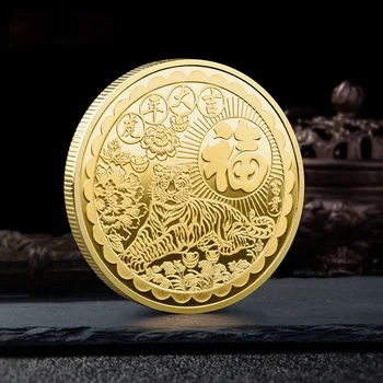 Tiigriaasta mälestusmünte Hiina Maskott Kuningas Metsloomad Tiiger Värvitud Kuld, Hõbe Müntide Kollektsiooni Hiina Kultuur
