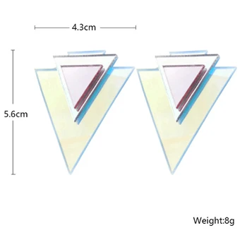 Tilk Kõrvarõngad Isikupärastatud Liialdatud Kolmnurk, Ring Geomeetriline Värviline Laser Kõrvarõngad Naiste Ehted Tarvikud