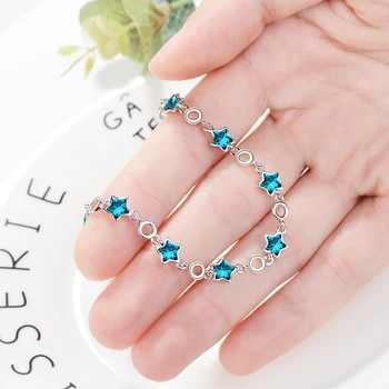 Todorova Sinine CZ Crystal Star Võlu Käevõru Naistele Poole Mansett Käevõru Käevõrud korea Fashion Ehted