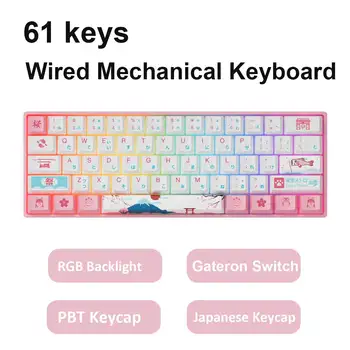 Tokyo R2 RGB Jaapani Mechanical Gaming Keyboard 61 Võtmed USB Juhtmega Gateron Lüliti PBT Keycap Mehaaniliste Klaviatuuride Puhul, ARVUTI Sülearvuti