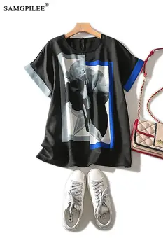 Tops Naiste 2020 T-shirty Damskie Naiste Vabaaja Rõivad Suvel Sifonki Ülepaisutatud T-Särk, Lühikesed Varrukad Prindi O-kaeluse Naiste Särgid