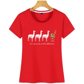 Tops T-Särk Naistele See Ok Olla Natuke Erinevad Autismi Alpaca O-Kaeluse Vintage Print Tshirt 102107