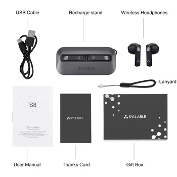Touch SILP S8 Peakomplekt Sobib BT V5.0 Tõsi, Traadita Stereo Earbuds SILP S8 TWS 13mm Speaker Driver Type-C laadimiskaabel