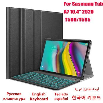 Traadita Bluetooth-hispaania Keyboard Case for Samsung Galaxy Tab A7 10.4 T500 SM-T500 SM-T505 Kate vene Klaviatuur Taustavalgustusega