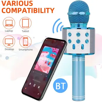 Traadita Karaoke Mikrofon Bluetooth Pihuarvutite Kaasaskantav Kõlar KTV Kodu Mängija Tantsimine LED Tuled salvestamise Funktsioon Lapsed