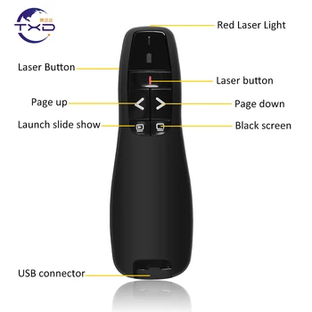 Traadita saatejuht laser pointer Punane TULI RF wireless laser pointer 2.4 GHz, USB pult, infrapuna laser pointer eest