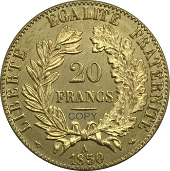 Transfield.ee prantsusmaa 1850 Prantsusmaal 20 Franki kuldmünt Messing Kollektsiooni Eksemplar Mündi