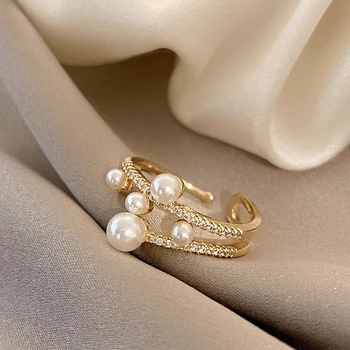 Trendikas Lihtne Disain Elegantne Ebakorrapärane Pärl Ring Reguleeritav Avamine sõrmustes Naiste Ehete Tarvikud
