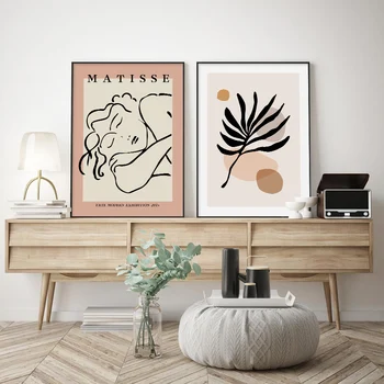 Trendikas Matisse Abstraktne Joonistus-Line Taime Lehed Canvas Poster Seina Maali Kunst Pildid Prindi elutuba Kodu Dekoratiivsed