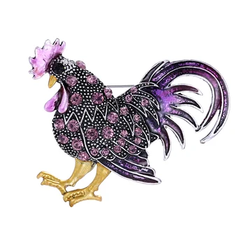 Trendikas Rhinestone Kukk Sõle Vintage Kukk Kana Crystal Loomade Pross Naistele Pool Kleit Tüdrukud Värvilisi Ehteid