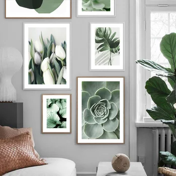 Tulbi Lilled Cactus Agave Taimede Tekstiilkiud Monstera Lehed Taim Seina Art Prints Lõuendil Maali Nordic Plakati Kujundusest Pilte Elutuba