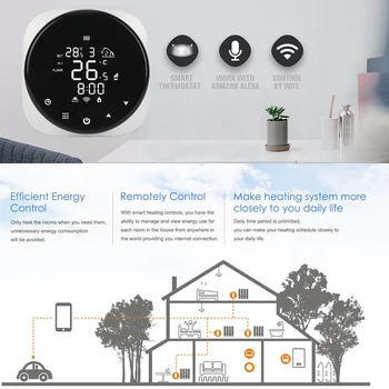 Tuya Wifi Ümmarguse Vesi Põrandaküte Süsteemi Katla Termostaat Ringi Digitaalne Termostaat Kooskõlas Alexa Google Kodu
