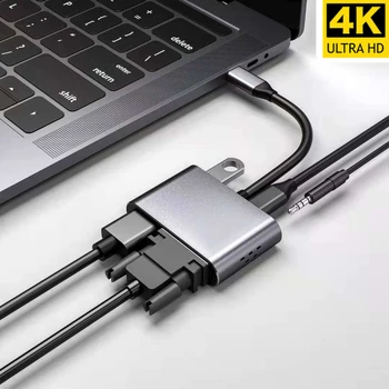 Typec Hdmi Adapter USB 3.0 Alumiinium Apple Macbook Adapter 5 In 1 Usb-C Type-c-HDMI-ühilduvate VGA PD Mac 3.1 Converter