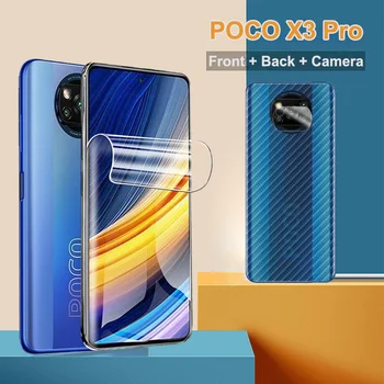 Täielikult Katta Hüdrogeeli Film Xiaomi Poko X3 Pro Ekraani Kaitsekile Poco-F3-5G Kaamera Pehme Klaasi kohta Poco-X3-Pro Front + Back Film