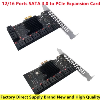 Täiesti Uus 12/16 Sadamate SATA 3.0 PCIe laienduskaardi koos Low Profile Bracket PCI Express Adapter HDD SATA PCIE