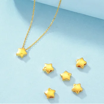 Tõeline Gold Star Ripats Kaelakee Puhas 24K Kuld Viie osutas Star Clavicle Kett AU750 Kett Naistele Pulm Trahvi Ehteid Kingitus 5523