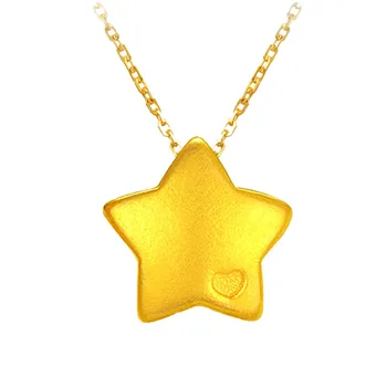 Tõeline Gold Star Ripats Kaelakee Puhas 24K Kuld Viie osutas Star Clavicle Kett AU750 Kett Naistele Pulm Trahvi Ehteid Kingitus