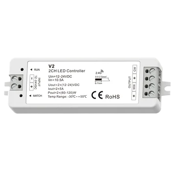 Töötleja Soe Valge, külm Valge LED Riba DC12V 24V 36V Max 576W CCT Töötleja 2CH RF Remote Touch LED Riba 2.4 GHz
