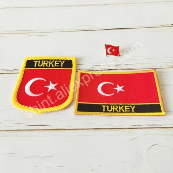 Türgi tikandid Riigi shiled plaaster ruut, plaaster ja revääri pin-üks komplekt riie Tarvikud tagasi armband