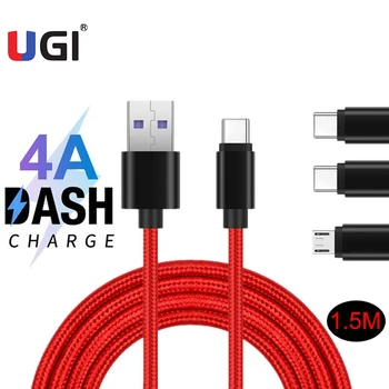 UGI 4A Kiire Laadimine Kaabliga Kiire Laadimine 3.0 C-Tüüpi USB-C Micro-USB Huawei Xiaomi RedMI OnePlus+ HTC Android Must Punane