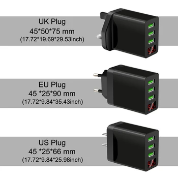 UK EL-USA 3 Multi-Sadamate Kiire Kiire Laadija USB-Hub Adapter Universaalne LED-Ekraan, Reisi-Portable-USB-Trafo Toide