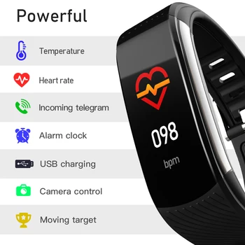 UMO C6T Smart Vaadata Meeste ja Naiste Veekindel Käepaela Keha Temperatuuri Jälgida Smartwatch Fitness Käevõru IOS ja Android Telefon