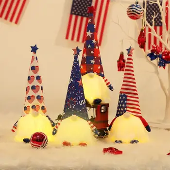 USA Riikliku Päev Kääbus Nukk Hele Triip Viie-star Gnomes Ameerika Lipu Valgustatud Kääbus Nukk Triibuline Näota Mees 184873